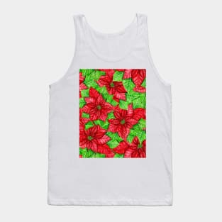 Poinsettia watercolor Christmas pattern Tank Top